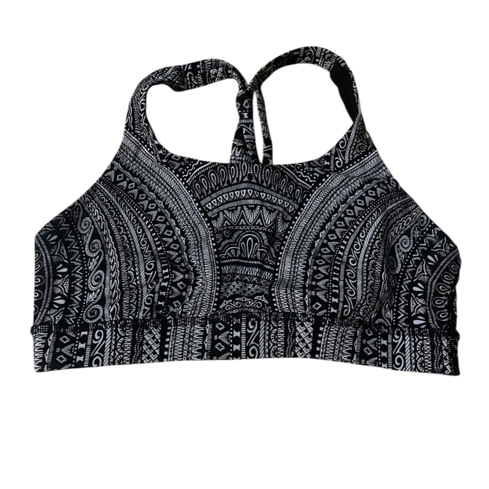 Lululemon Energy Bra Size 6 Black White Geometric Print Medium Support Yoga Gymโ